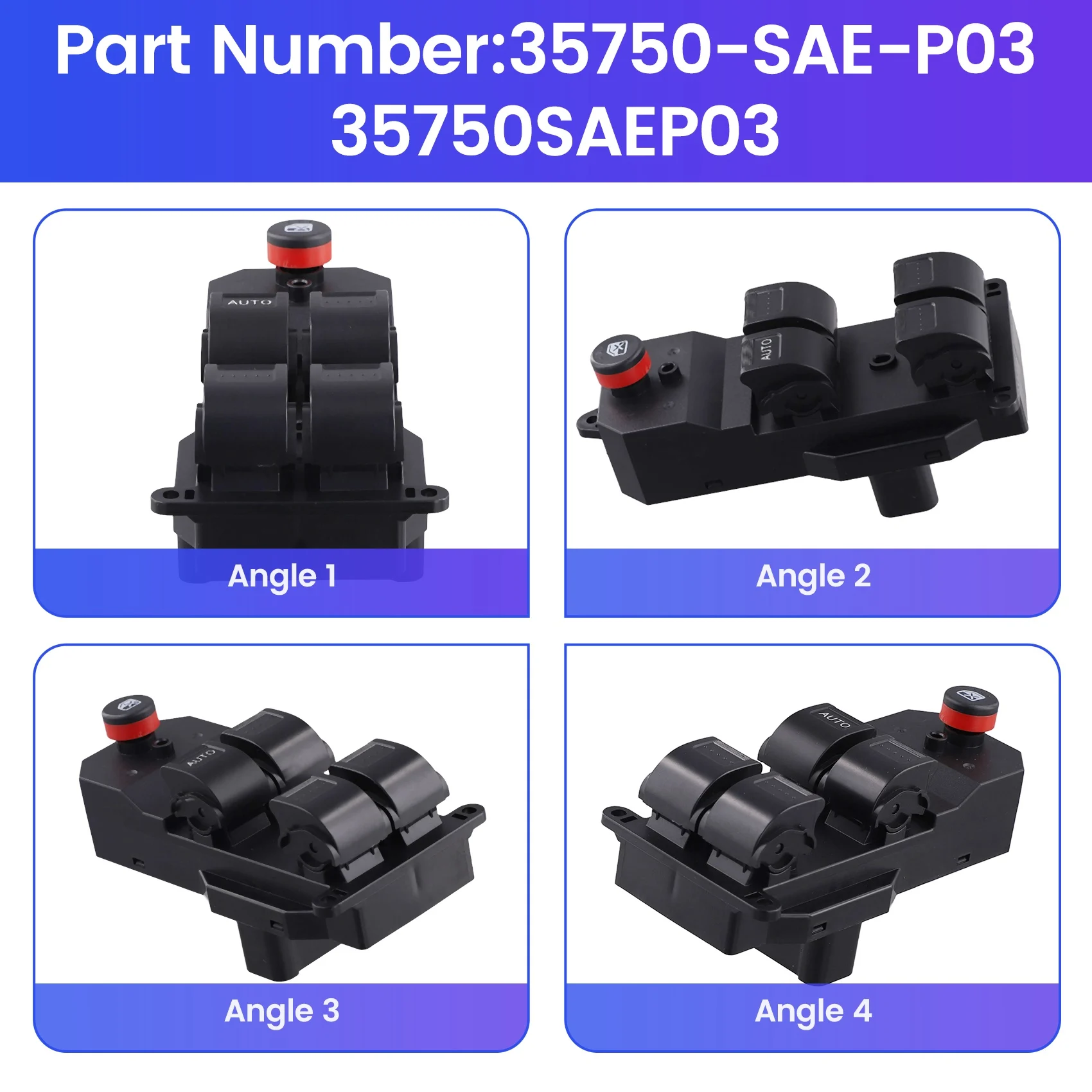 Compatible Driver Side Electric Power Window Control Switch 35750-SAE-P03 35750SAEP03 for 2001-2005