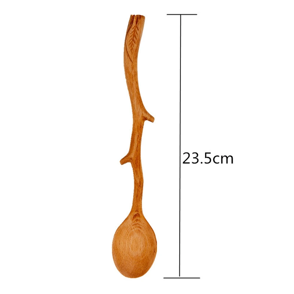 The New 5 Pcs Japanese Style Beech Spoons,Branch Shape Long Handle Scoop,Coffee Stirring Spoon,Tableware