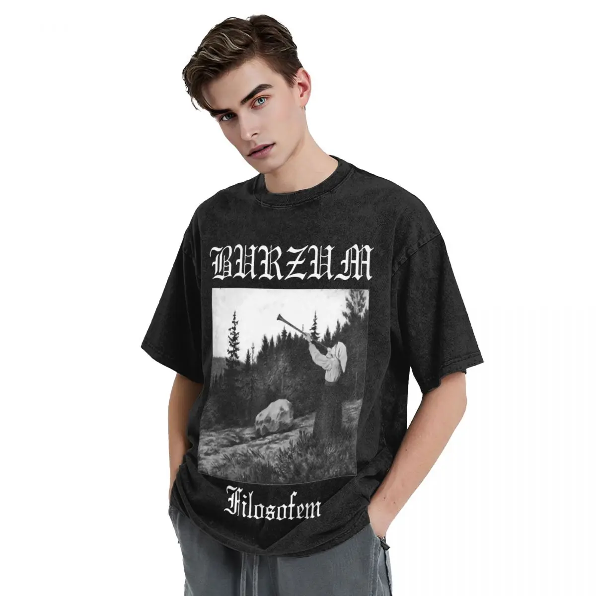 Black Metal Filosofem T Shirt Hip Hop Washed Oversize T-Shirt Burzum Fashion for Men Women Tops Streetwear Summer Tops Tees