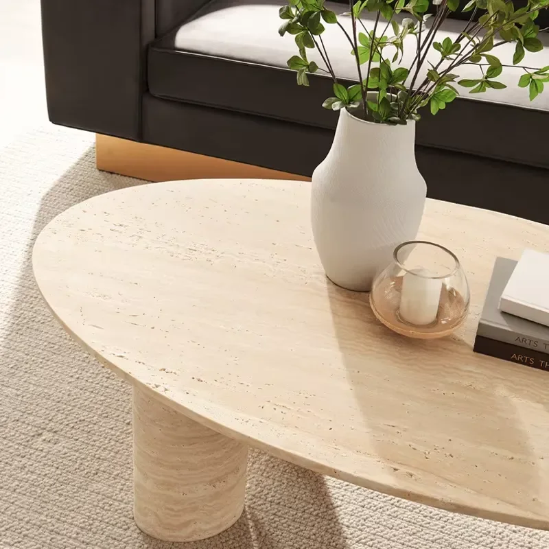 One MOQ Custom Travertine Table Marble Dining Table Travertine Marble Slab Stone for Coffee Shops and Modern Living Spaces