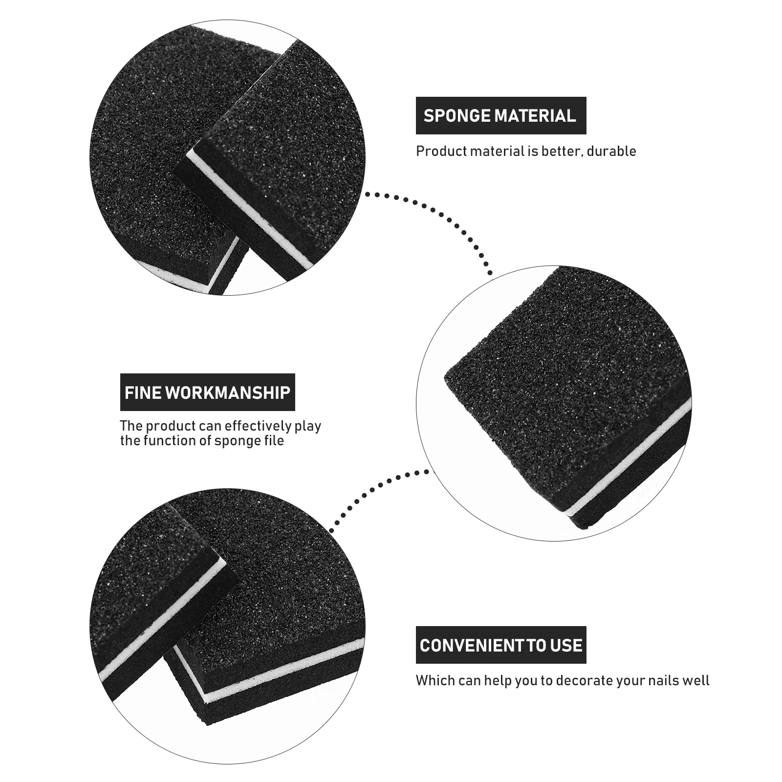 

50pcs Nail Sponge File Buffer Polisher Black White Sanding Block Manicure Pedicure Tool Home Salon Portable Small Dense Smooth