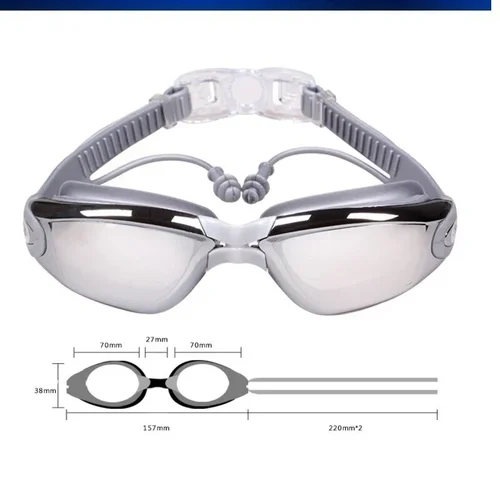 Imagen 2 del producto -1.5 a -7,0 miopía adulta silicona HD lente transparente antivaho gafas de natación gafas de natación personalizado diferentes grados izquierda derecha ojo