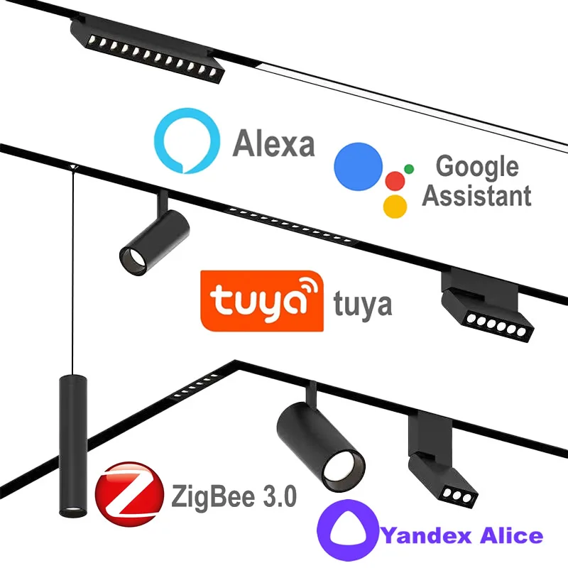 Zigbee Tuya Smart Magnetic Led Track Light CCT Dimmable Hue Lamp 2MQTT Home Assistant Alice Alexa 48V Ceiling Lamps Rail Spot