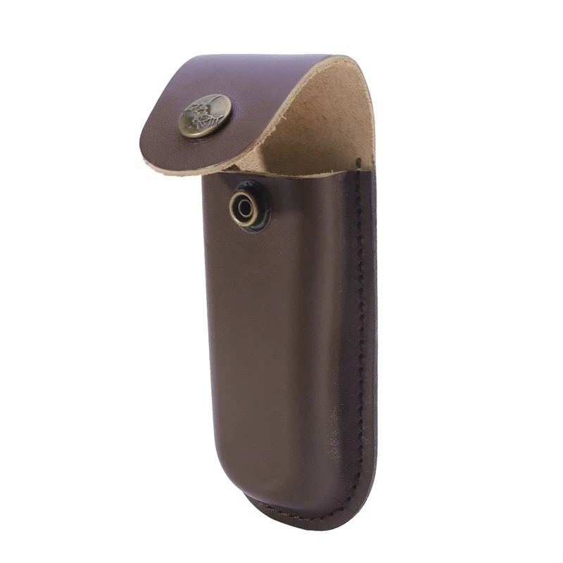 1 stück Braun Falten Messer Werkzeug Taschenlampe Gürtel Schleife Fall Halter Leder Mantel Tasche Jagd Camp Outdoor Tragen Ausrüstung