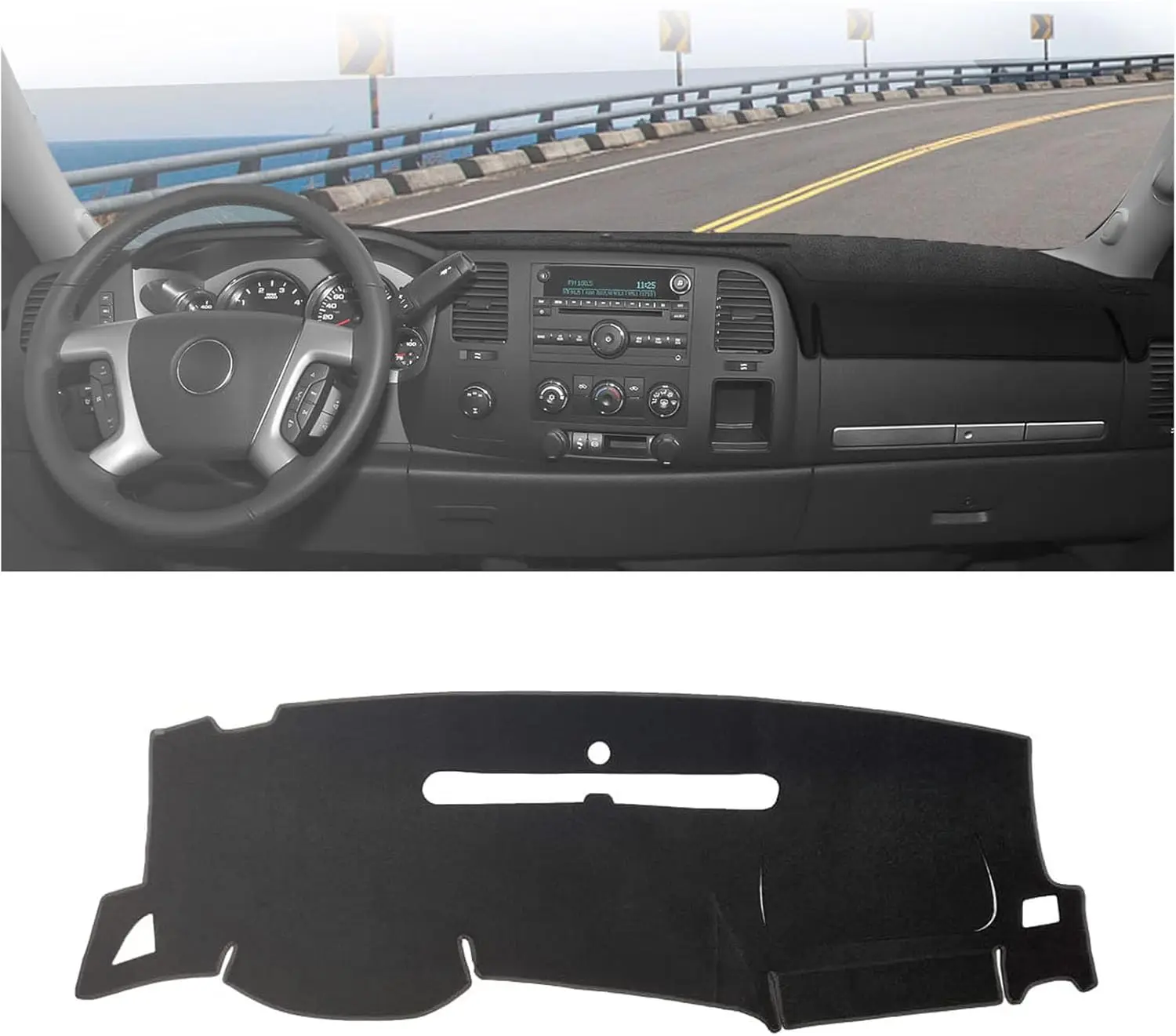 

Dash Cover for Chevy Silverado 2007-2013 Accessories Dashboard Cover Mat for GMC Sierra SL/SLE/WT 2007-2013 Models with Two Glov
