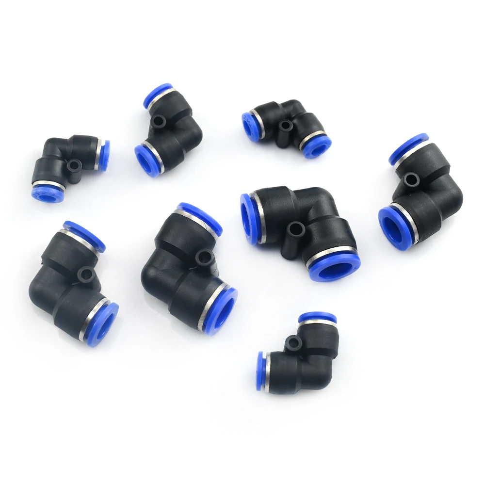 6mm/8mm/10mm/12mm Pneumatic Fittings PV series 4 6 8 10 12MM OD L Type Flow Speed Tube Plastic Quick Degree Elbow Air Connectors