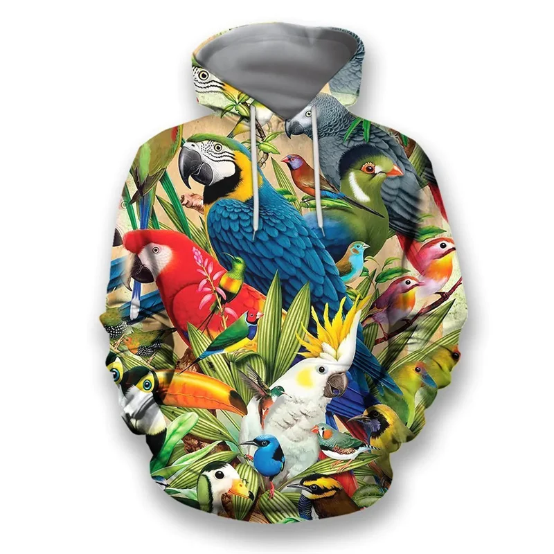 Bird Pigeon Hunting Pattern Hoodie For Men Duck Animal 3D Print Long Sleeve Autumn Casual Pullover Tops Hoodies Loose Sweatshirt