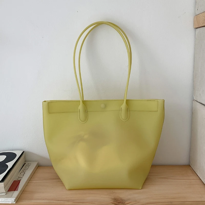 Transparente PVC-Eimertasche, wasserdichte Damen-Tragetasche mit Innentasche, bunte Dopamin-Handtasche für den Arbeitsweg mit großem Fassungsvermögen – Detail 12