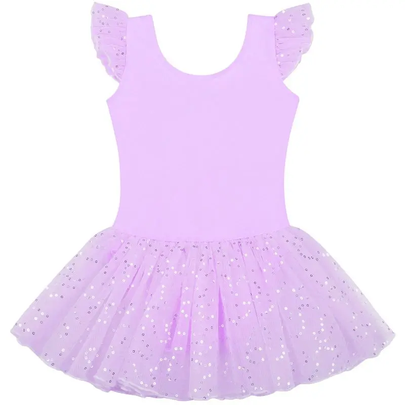 

Children Girls Ballet Dance Dress Long Sleeve/Sleeveless Shiny Sequins Leotards Dress Skating Stage Performance Dancewear
