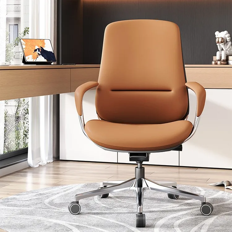 

Leather Office Chair Light Luxury Book Chair Comfortable Computer Chair Household Zero Gravity Seat