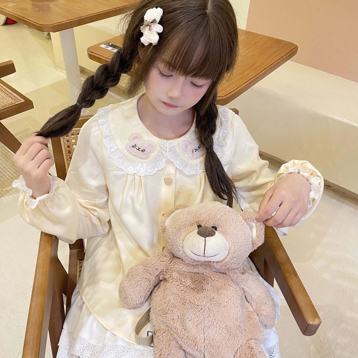 اليابانية Kawaii تي شيرت الفتيات النساء تيز أبلى كم Harajuku تي شيرت لطيف طويل الأكمام لوليتا قميص تنوعا بلايز عادية