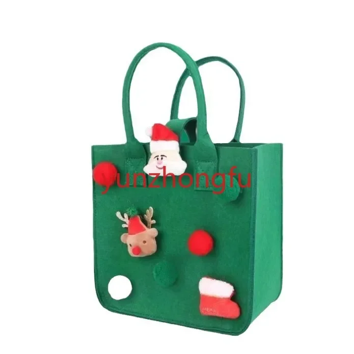 Bolsa de fieltro navideña, bolsa de regalo de fieltro navideña, bolsa de dulces infantil de regalo decorativo