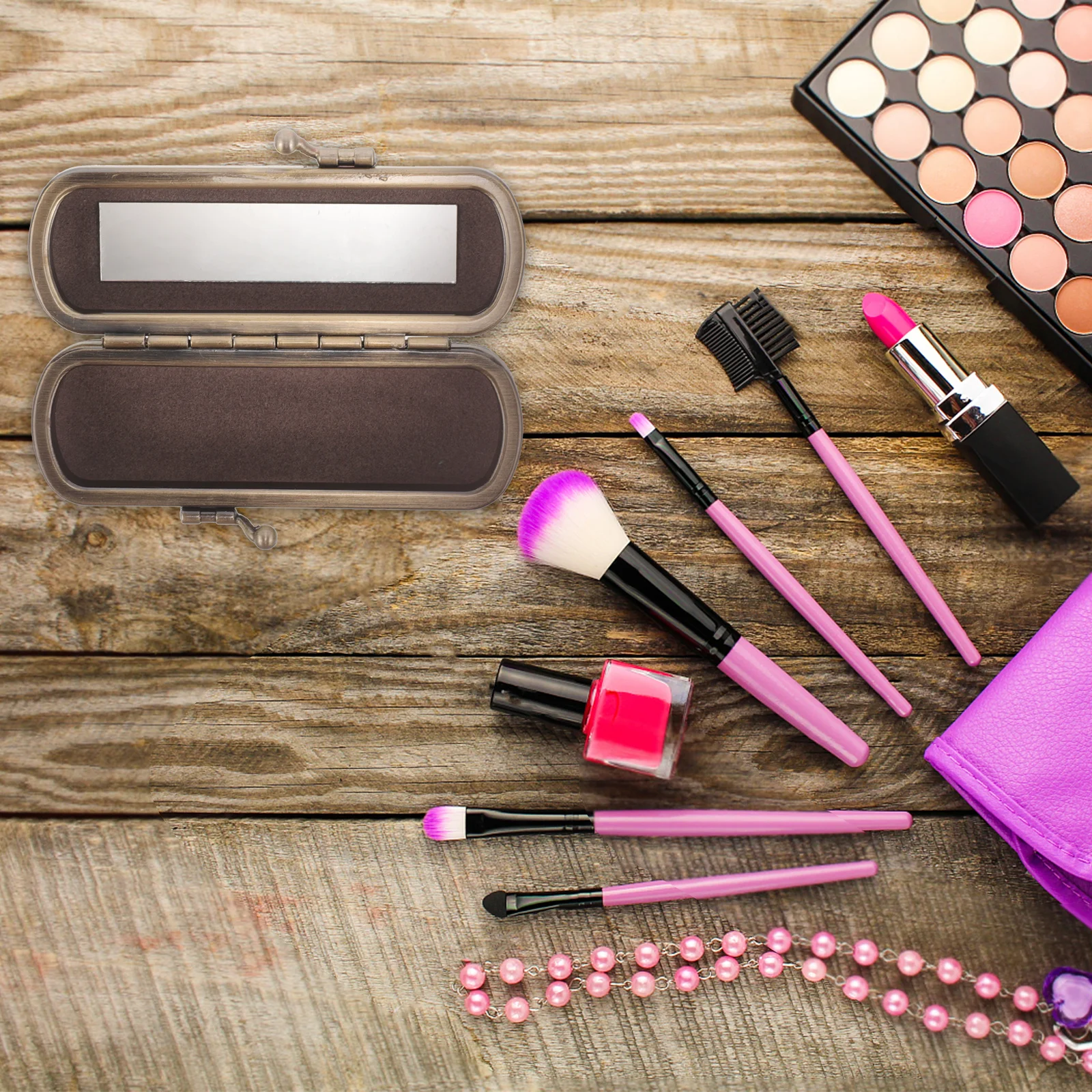 

Lipstick Case Stylish Portable Lipstick Holder Button Closure Organizer for Travel Purse Essentials Women Makeup