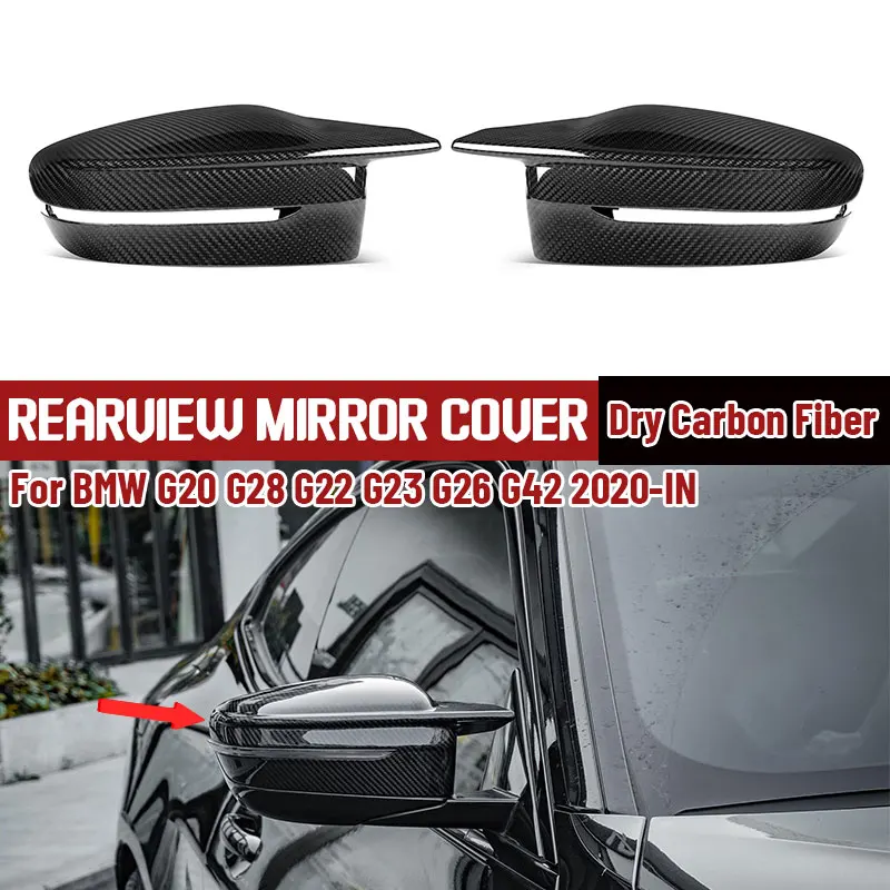 

Dry Carbon Fiber Rearview Mirror Covers Cap For BMW 2/3/4 Series G20 G28 G22 G23 G26 G42 2020- IN Replacement Side Mirror Case