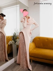 Gelukkige Avond Elegante Vintage Zoete Roze Glanzende Kant Zeemeermin Kralen Ruche Formele Gelegenheid Prom Jurk Avondjurk Feestjurken