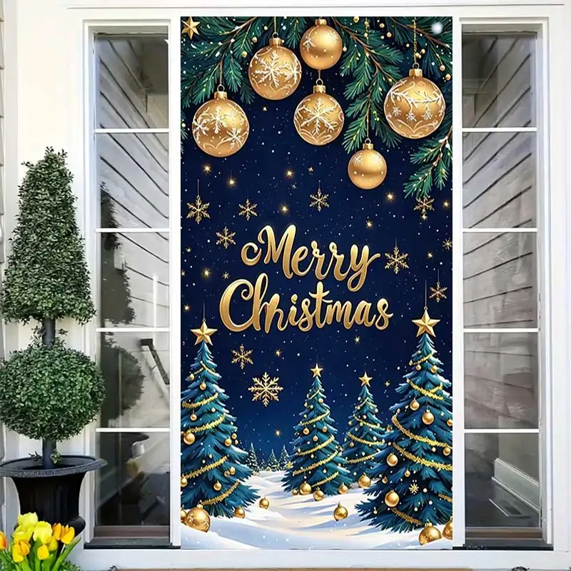 2D Flat Christmas Themed Door Cover -Easy Installation and Cleaning