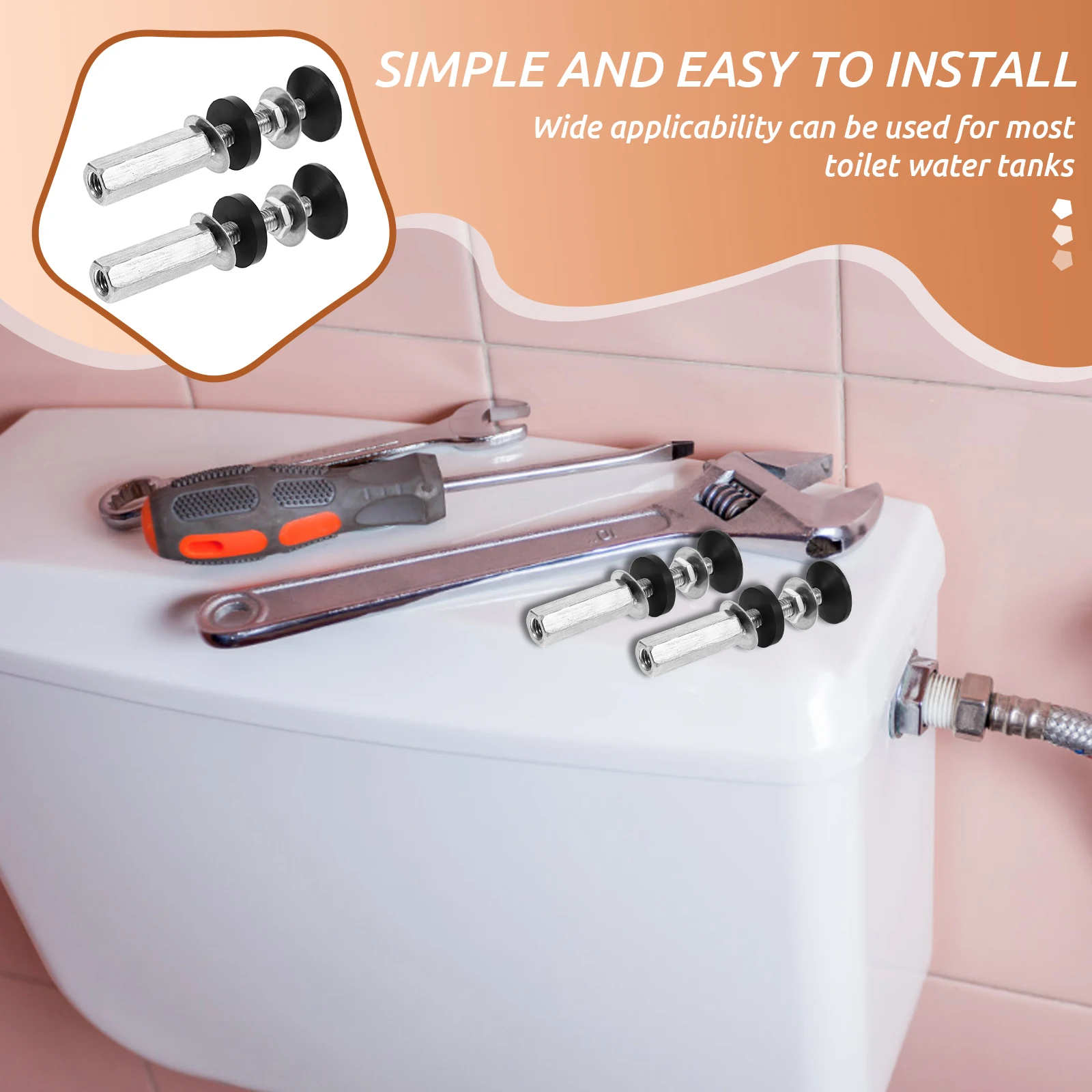 

2pcs Toilet Tank Bolts Replacement Kit Heavy Washers Seal Ring Gasket Durable Easy Install St Seats Fixing Parts