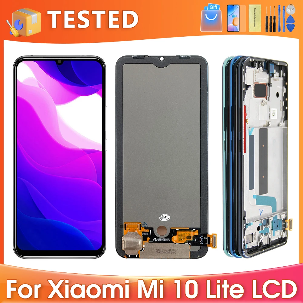 6.57\'\'For Xiaomi Mi 10 Lite 5G For Mi10 Lite M2002J9G XIG01 LCD Display Touch Screen Digitizer Assembly Replacement