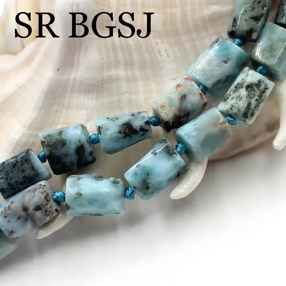 8x10mm Natural Larimar Column Tube Faceted Genuine Gems Stone Jewelry Making Beads Strand 15\
