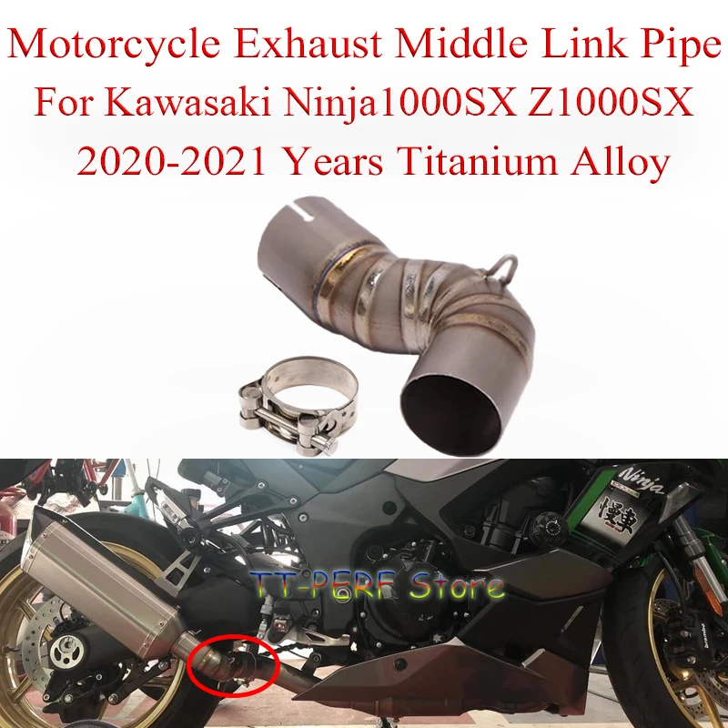 

Titanium Alloy Slip On For Kawasaki Ninja1000SX Z1000SX 1000sx 2020 2021 Motorcycle Exhaust Escape Modified Middle Link Pipe