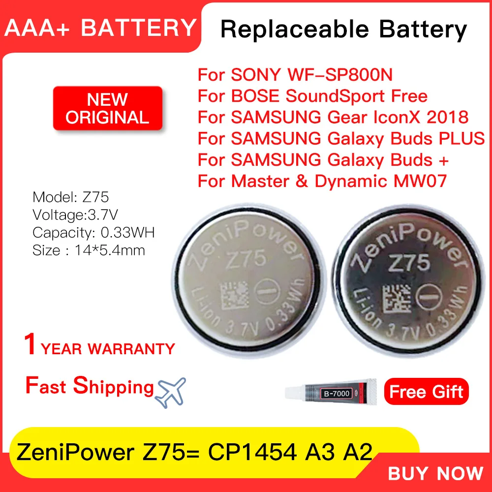 Genuine New CP1454 3.7v ZeniPower Z75 For Bose Soundsport Free For Gear IconX 2018 & Galaxy Buds+ Live+ Batteria +Free Tools