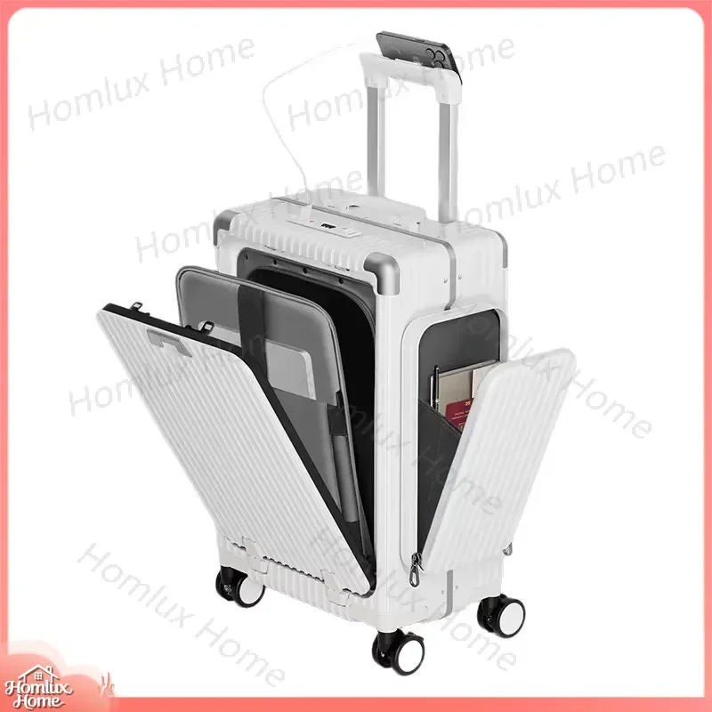 for Travel Luggage 20 24 Inch Front Opening PC Suitcase with Double Side Pockets Carry On Boarding Trolley Bag Three