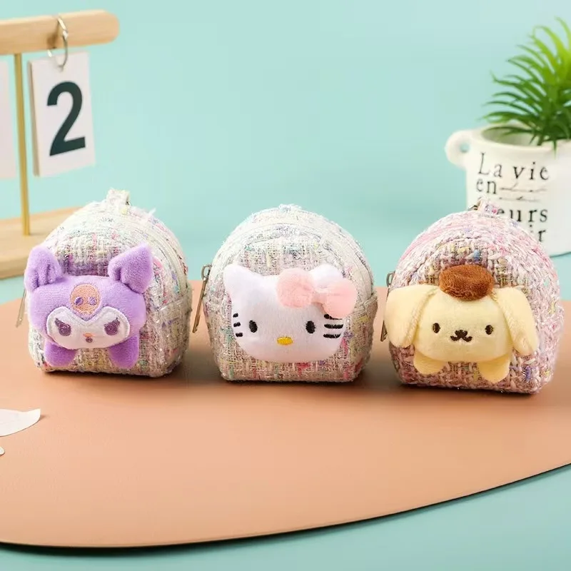 2025 Sanrio Wallet Kawaii Mymelody Kuromi Cinnamoroll Japanese Children's Cartoon Mini Doll Change Storage Bag