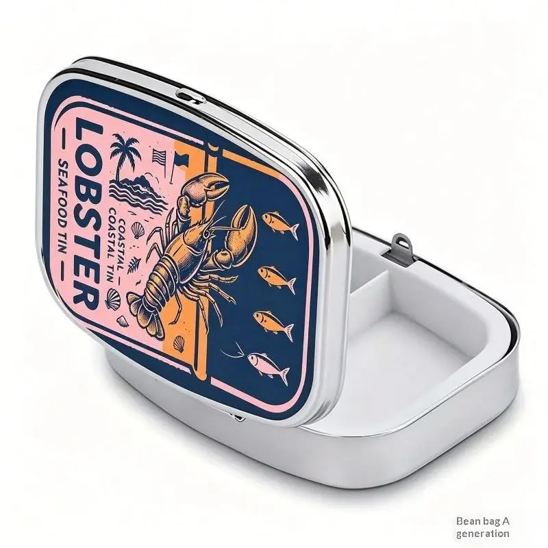 1PCS Metal Pill Box, Portable 2-Compartment Travel Pill Organizer For Vitamins & Pills