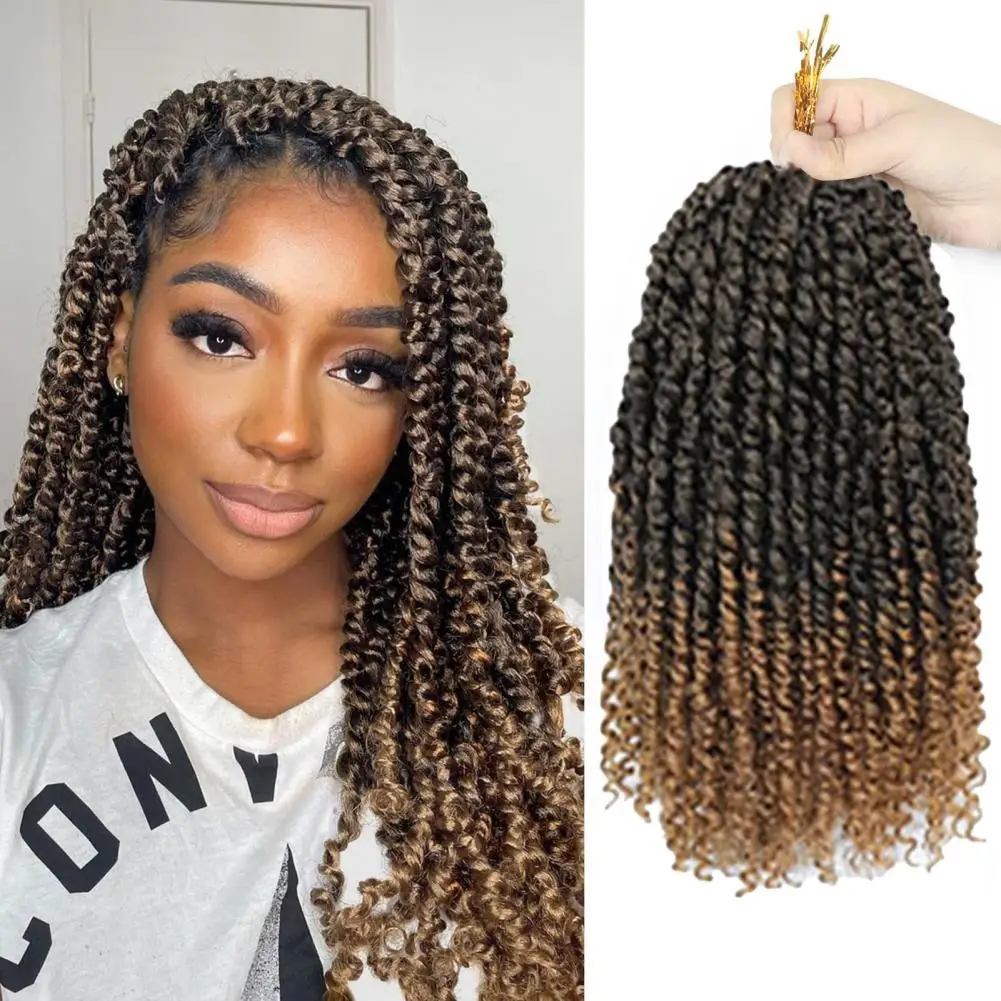 

14-дюймовый женский длинный афро вьющийся парик, весенний твист, вязанные крючком волосы, косички, естественный вид, мягкие пушистые женские странные плетения, синтетические H