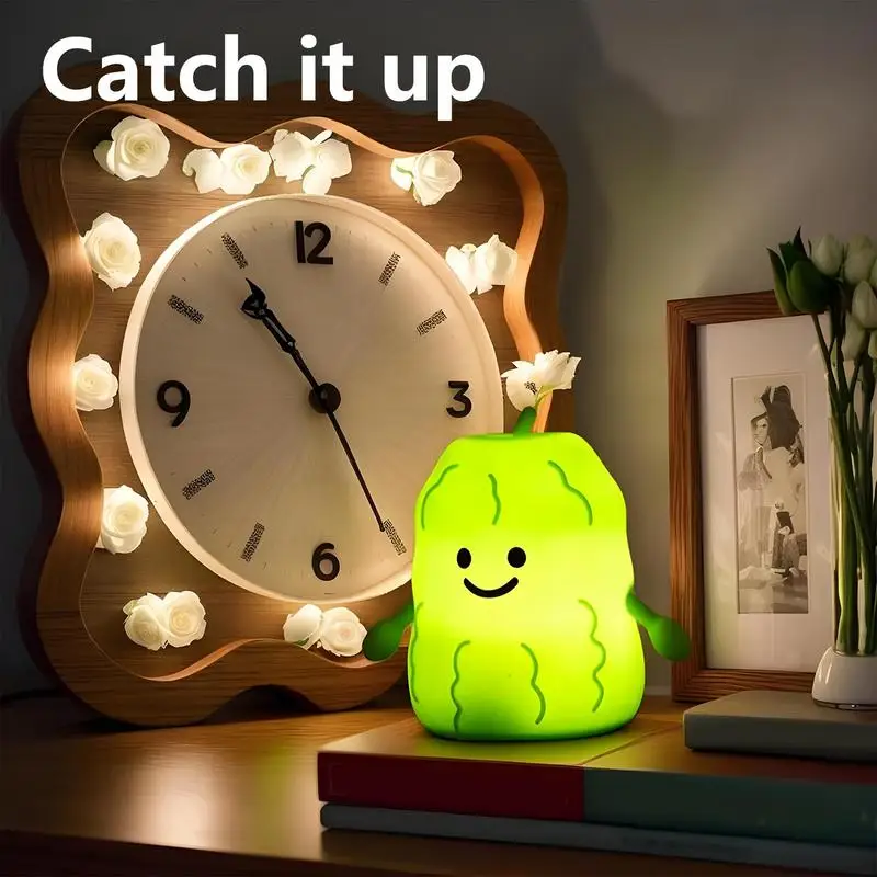 

Dimmable Night Lights Safe Silicone Nursery Light With Bitter Gourd Shape Novelty Lighting For Living Room Study Family Travel