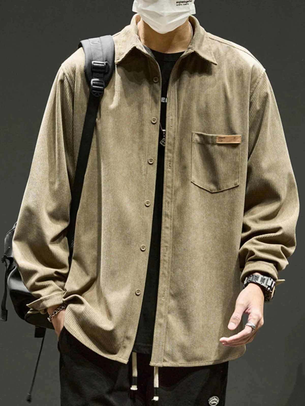

American Sle Workwear irt Men's Loose Long Sve Casual Jaet Thin Outerwear Autumn Winter Vintage Retro Japanese Sle