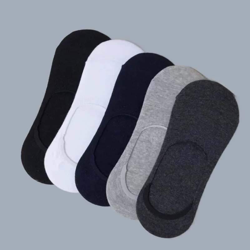 5/10/20 Pairs Ankle Cut Short No Show Low Cotton Black White Non-slip Silicone Breathable Socks High Quality Men's Boat Socks