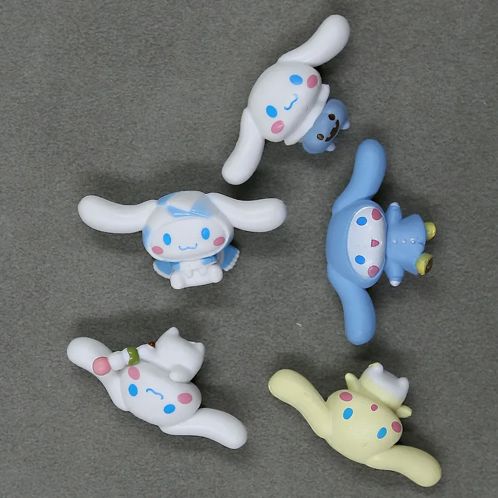 Cinnamoroll Toys Cartoon Model Sanrio Figure Blue Raincoat Series 5pcs Suite Anime Figure Decoration Collection Children Gifts