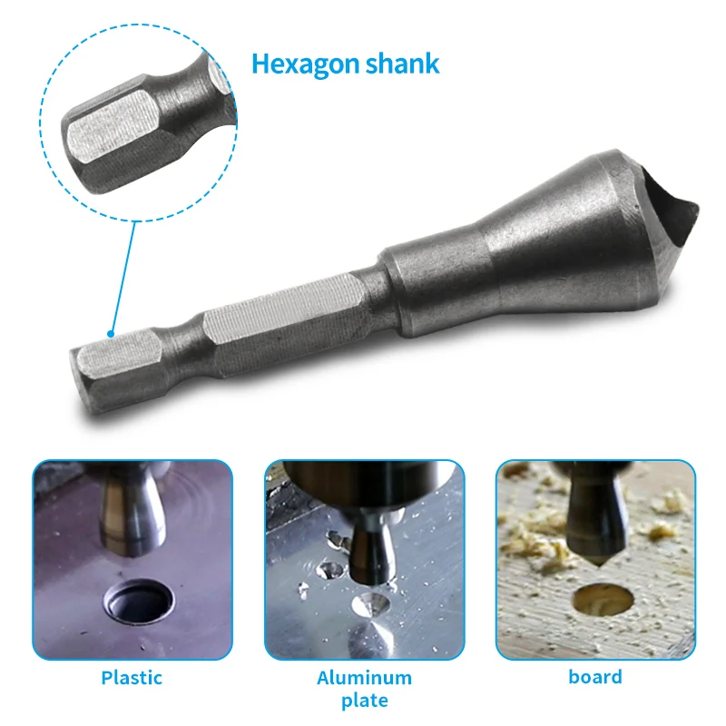 3 pz/lotto 90 Gradi Svasatori Bit Set Sbavatura Drill Bits Tapper Foro Taglierina Utensili A Mano In Legno di Legno Metallo Plastica Smusso set