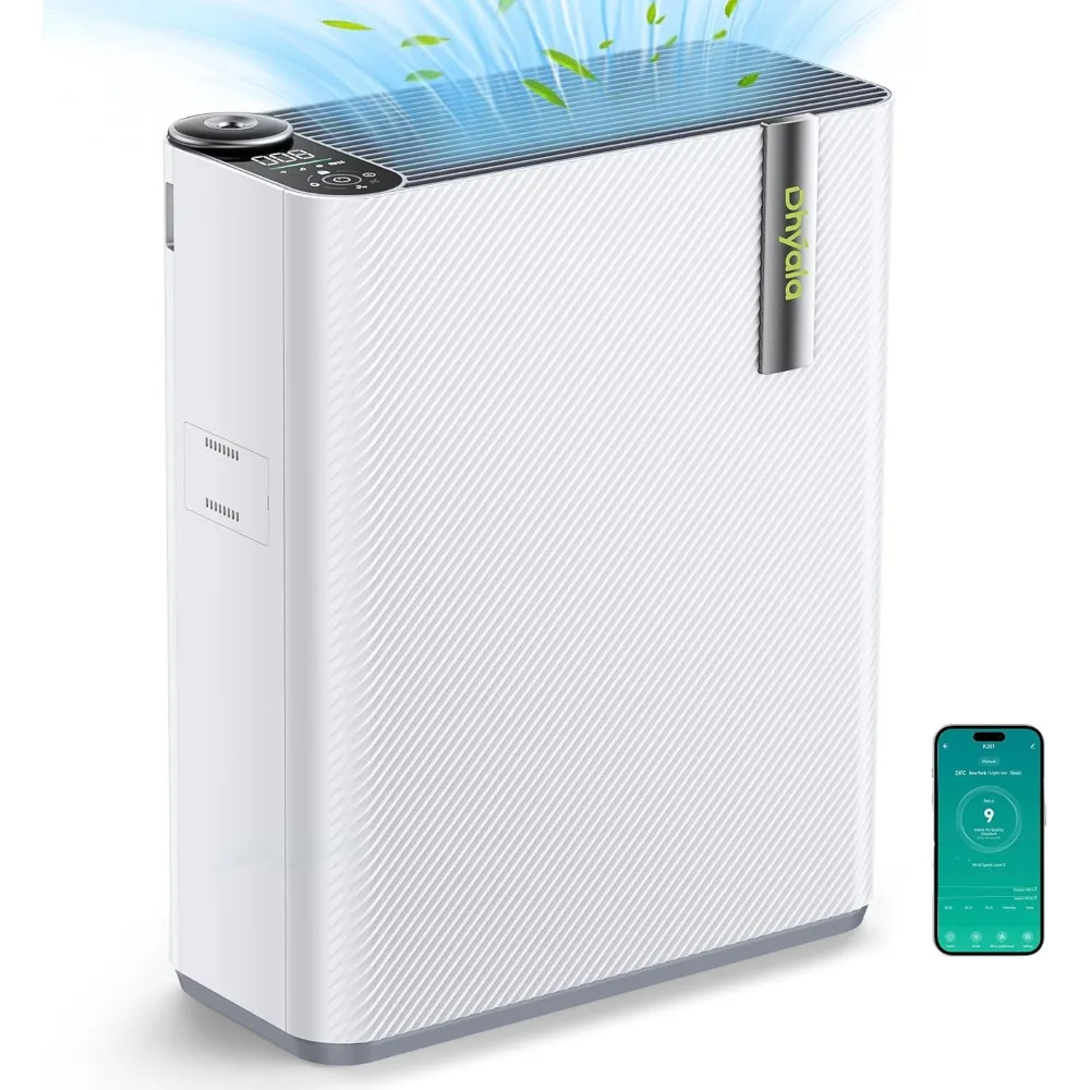 

Bedroom air purifier with humidifier, smart WiFi, air quality monitor, quiet sleep mode, pet air purifier,smell,dust,smoke,white