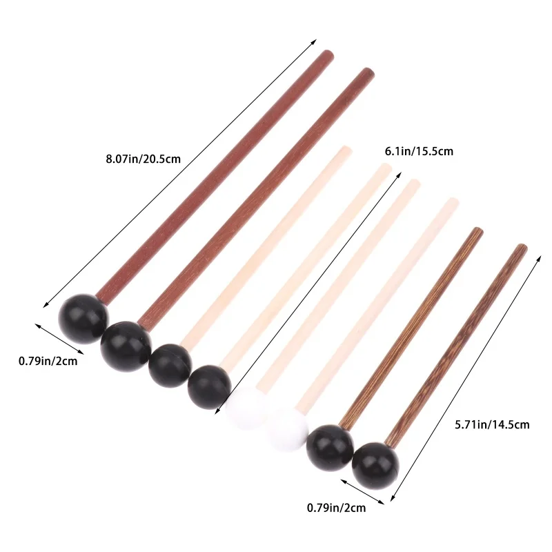 2 unids/set de martillo de tambor de madera de silicona, mazo de tambor de lengua para baqueta de percusión para niños, pieza de instrumento Musical