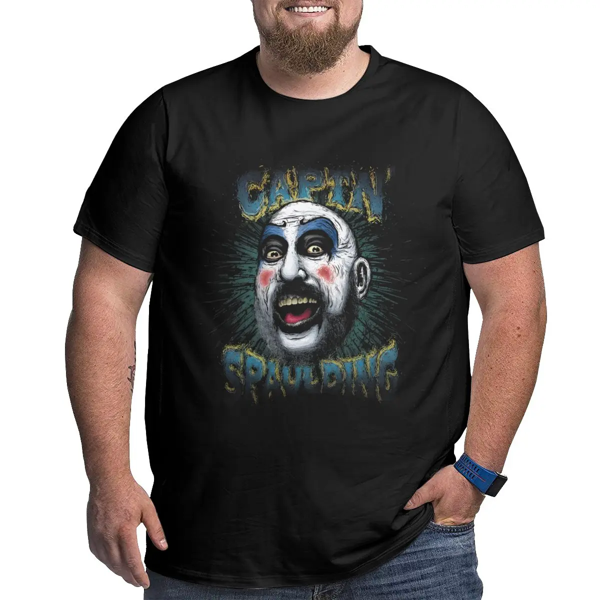 

Captain Spaulding Screaming Cotton printed Clothes mens graphic tshirts Crew Neck Big Tall Tees Oversized 4XL 5XL 6XL T-Shirts