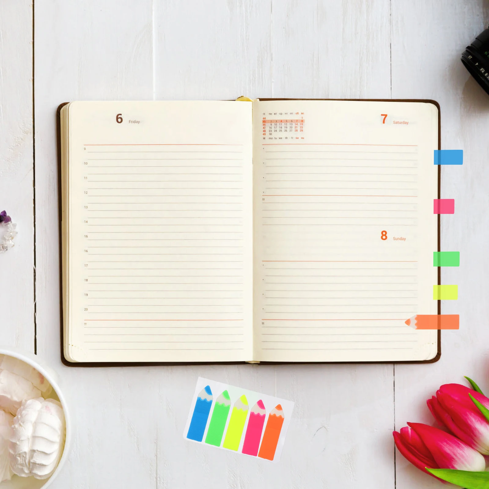 

500Pcs Fluorescent Film Label Colorful Sticky Index Tabs Portable Reading Highlight Strips Book Tabs Adhesive Page Markers