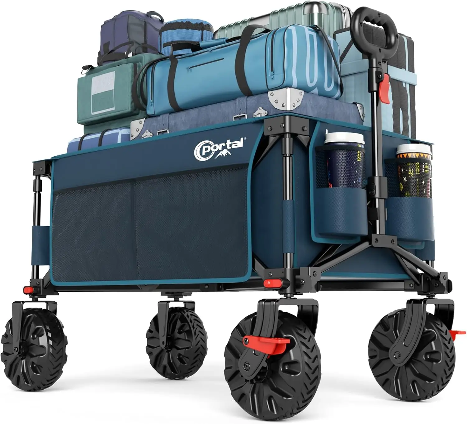 Portal Collapsible Wagon with Brakes, All-Terrain Wheels. Portable Folding for Camping, Beach, Garden, Shopping, Groceries