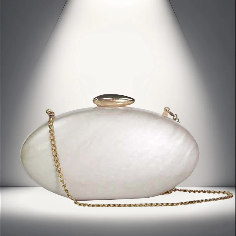 

Oval shaped acrylic bag, women's banquet bag, elegant wedding party dress, hand-held bag, single shoulder diagonal cross bag