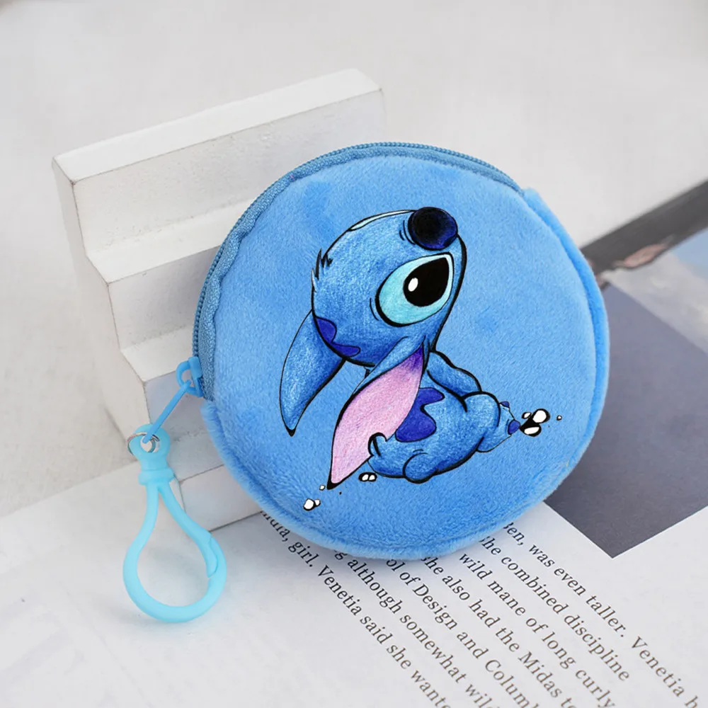 Disney Cartoon Plush Coin Purse Women Man Kawaii Dopamine Mini Zipper Wallet Change Purse Kids Toy Christmas Gift