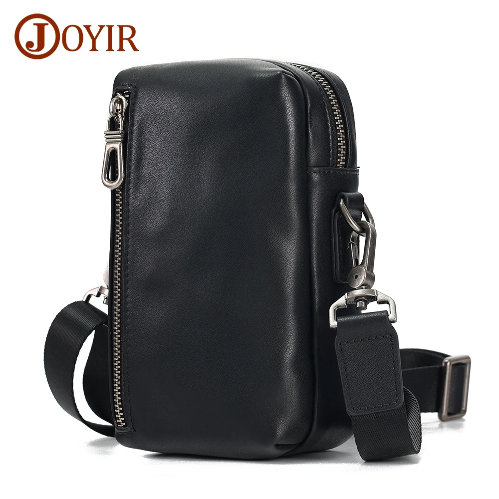 JOYIR Men Genuine Leather Shoulder Bag Casual Small Crossbody Bag for 6.8 inch Phone Waist Bag Multifunction Fanny Pack New