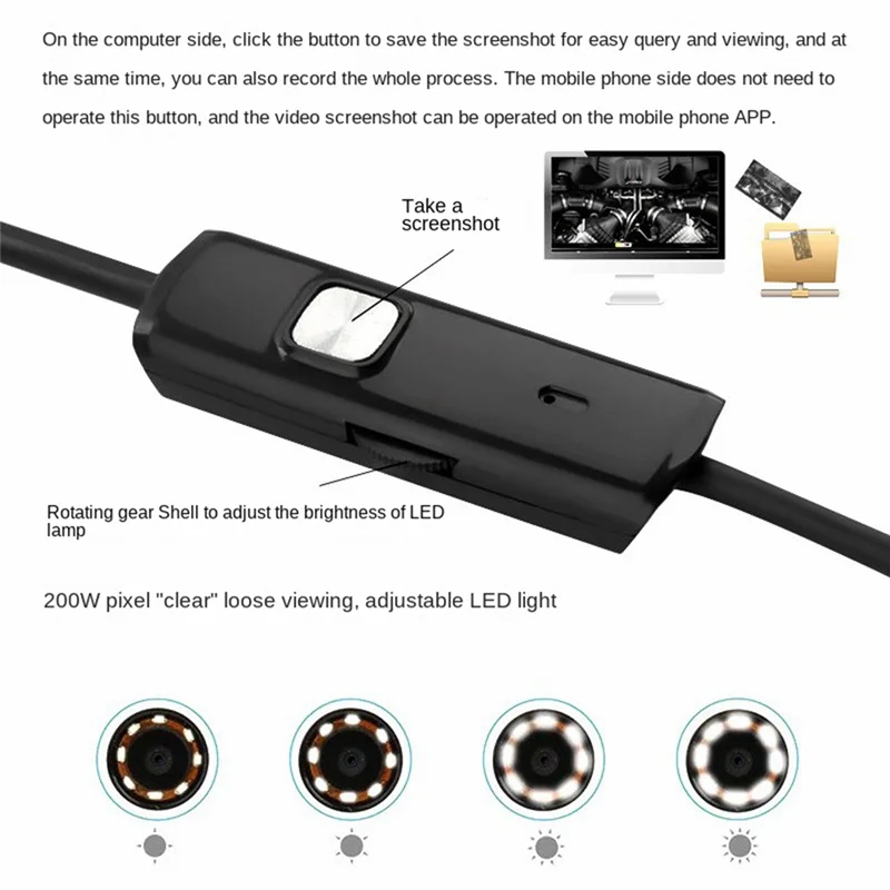 WiFi Endoscope Camera Mini Waterproof Inspection Snake Camera Borescope USB for Cars HD Wireless Endoscope 2M Hard Cable