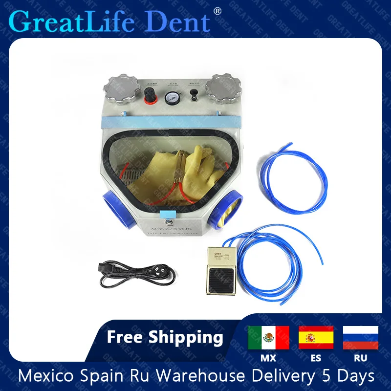 GreatLife Dent Twin-Pen Sandblaster Dental Air Prophy Polisher Sandblasting Machine Lab Equipment Dental Sandblasting Machine