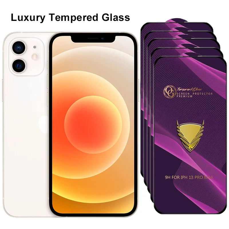 Luxury Tempered Glass Screen Protector for iPhone 11 12 13 Mini 14 Pro Max Anti Explosion 4K HD Glass for iPhone XS 5 6 7 8 Plus