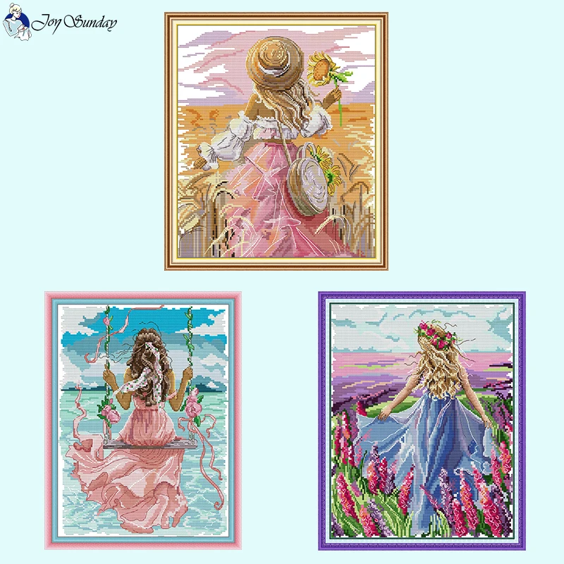 Beautiful Girls Back Series Cross Stitch Kits Aida 14CT Count 16CT 11CT HD Printed Cloths Zestaw do haftu DIY Crafts Needlework