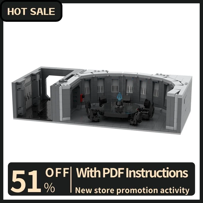 

Новинка, 1296 шт., знаменитая звезда, боевой фильм Moc, конференц-зал с моделью в прихожей, строительные блоки, креативные идеи «сделай сам», детские игрушки, подарки