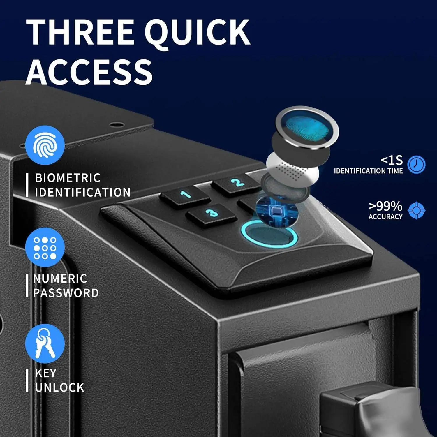 FCC Certified Smart Gun Safe - Fingerprint/Bluetooth/WiFi Wall Mount Hidden Pistol Safe Quick Access Anti-Theft Handgun Security