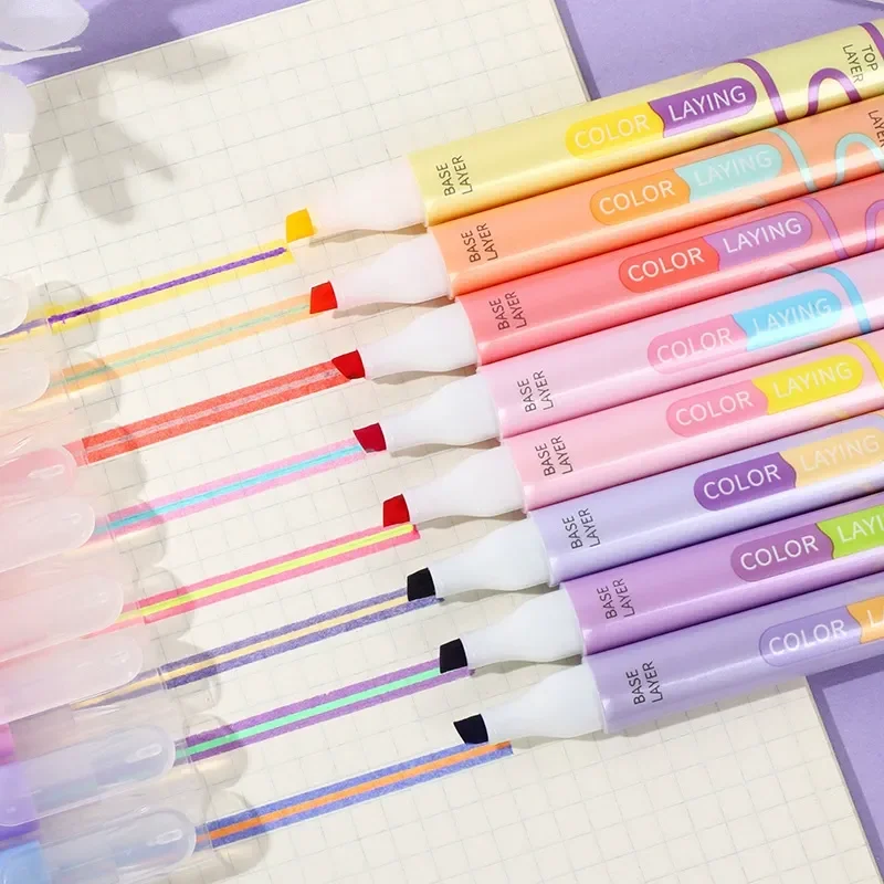 

8 шт., креативный двуглавый набор маркеров ярких цветов, большая емкость, студенческие маркеры, справочник, сделай сам, учебная декоративная водяная ручка