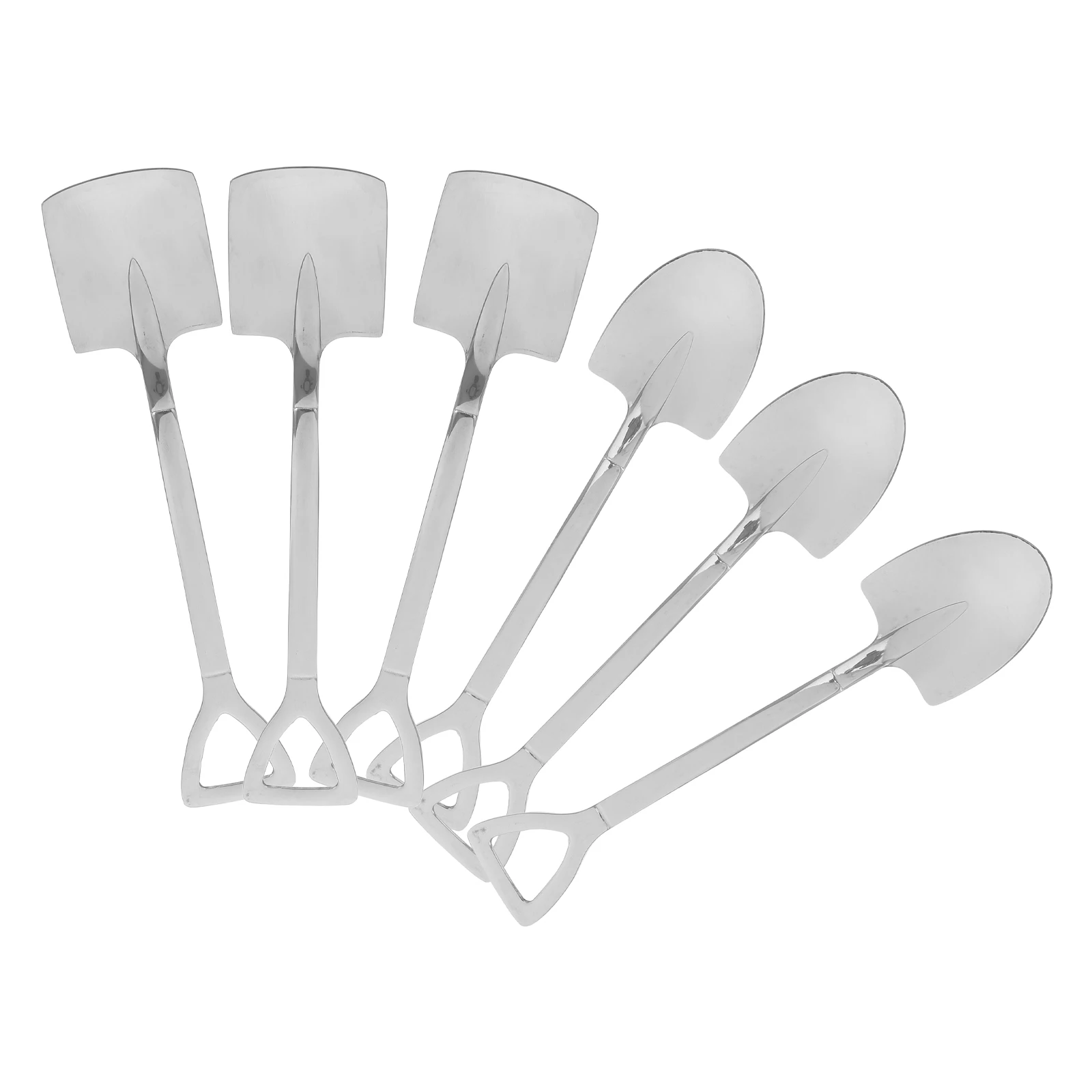 1 Set 6 Pcs 304 Stainless Steel Spoons Square Ice Cream Scoops High Quality Spoons Pointed Spoon + Square Spoon 3 Each